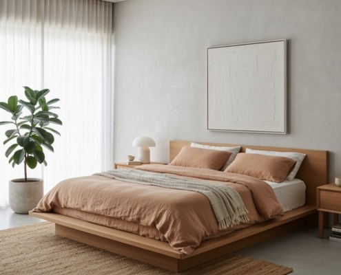 ruhige moderne Schlafzimmergestaltung