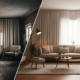 dunkles Wohnzimmer verwandelte sich gemütlich