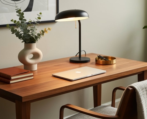Schreibtischbeleuchtung und Dekor