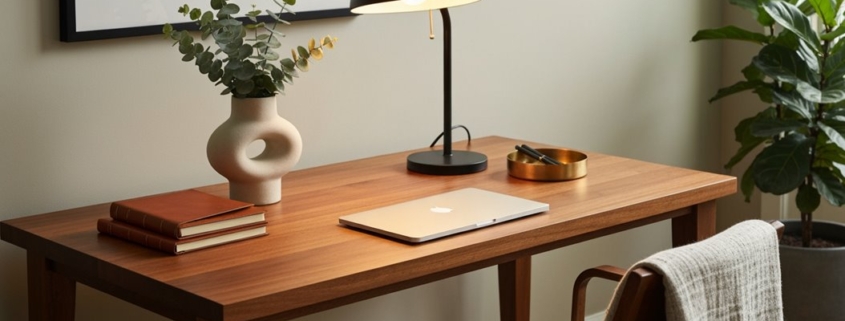 Schreibtischbeleuchtung und Dekor